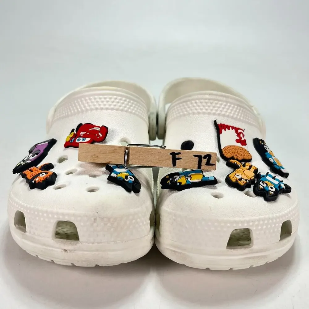 Crocs Classic Clog White Jibbitz Charms Comfort Slip On Shoes 206991 Kids Sz 12